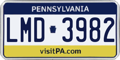 PA license plate LMD3982