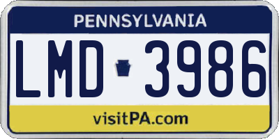 PA license plate LMD3986