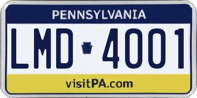 PA license plate LMD4001