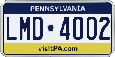 PA license plate LMD4002