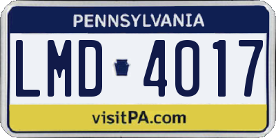 PA license plate LMD4017