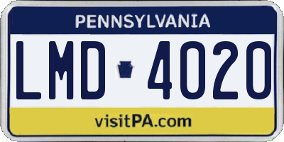 PA license plate LMD4020