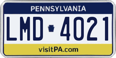PA license plate LMD4021