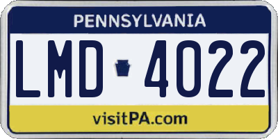 PA license plate LMD4022