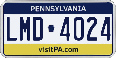 PA license plate LMD4024