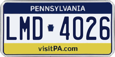 PA license plate LMD4026