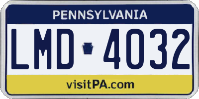 PA license plate LMD4032