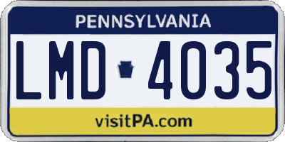 PA license plate LMD4035