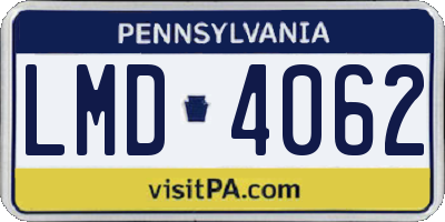 PA license plate LMD4062