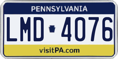 PA license plate LMD4076