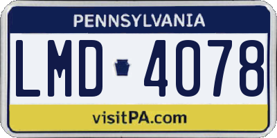 PA license plate LMD4078