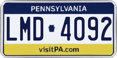 PA license plate LMD4092