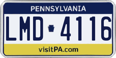 PA license plate LMD4116