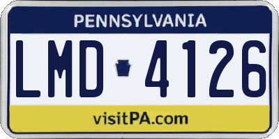 PA license plate LMD4126