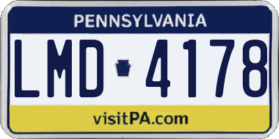 PA license plate LMD4178