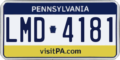 PA license plate LMD4181