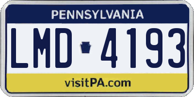 PA license plate LMD4193