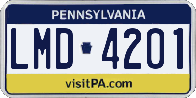 PA license plate LMD4201
