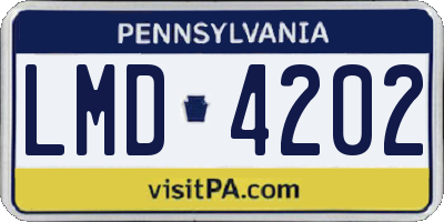 PA license plate LMD4202