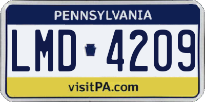 PA license plate LMD4209