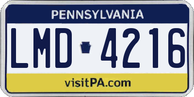 PA license plate LMD4216