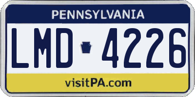 PA license plate LMD4226