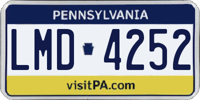 PA license plate LMD4252