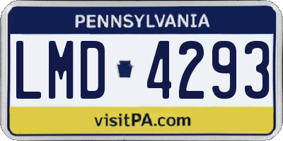 PA license plate LMD4293