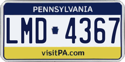 PA license plate LMD4367