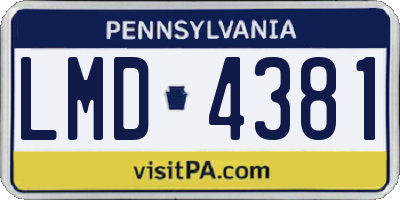 PA license plate LMD4381