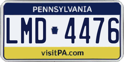 PA license plate LMD4476