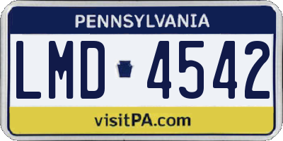 PA license plate LMD4542