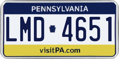 PA license plate LMD4651