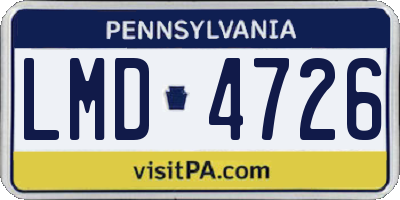 PA license plate LMD4726