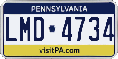 PA license plate LMD4734