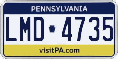 PA license plate LMD4735