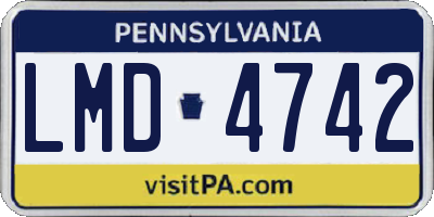 PA license plate LMD4742