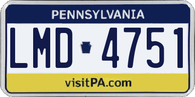 PA license plate LMD4751