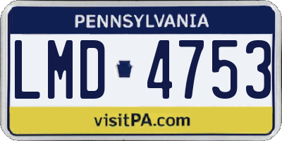 PA license plate LMD4753