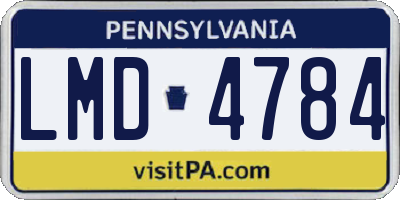 PA license plate LMD4784