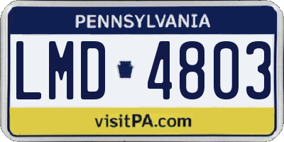 PA license plate LMD4803