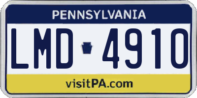 PA license plate LMD4910