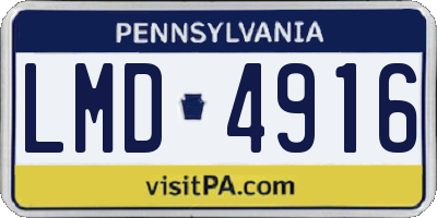 PA license plate LMD4916