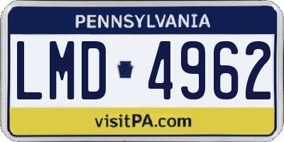 PA license plate LMD4962