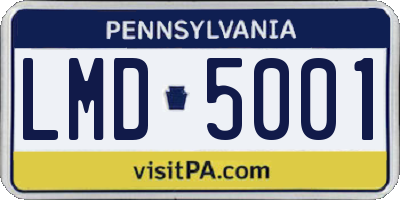 PA license plate LMD5001