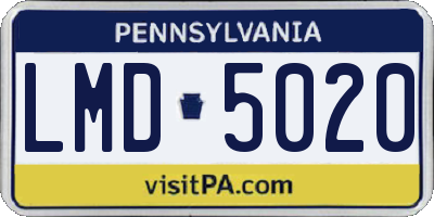 PA license plate LMD5020