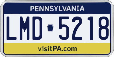 PA license plate LMD5218