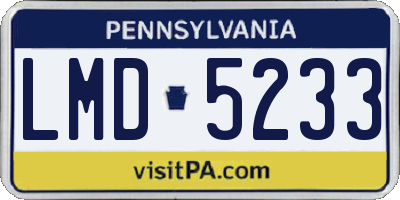 PA license plate LMD5233
