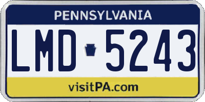 PA license plate LMD5243