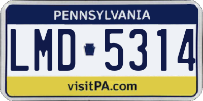 PA license plate LMD5314